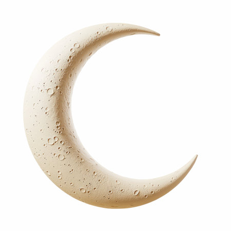 Crescent moon with water drops isolated on white background. 3d illustrationの写真素材