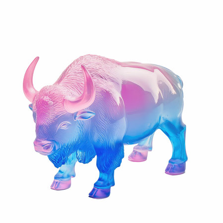 Illustration of a bull isolated on a white background - digitally renderedの写真素材