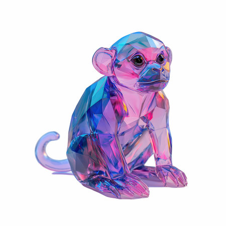 Monkey isolated on white background. Polygonal style. 3D illustration.の写真素材