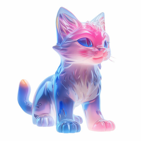 cute cat isolated on a white background. 3d rendering.の写真素材