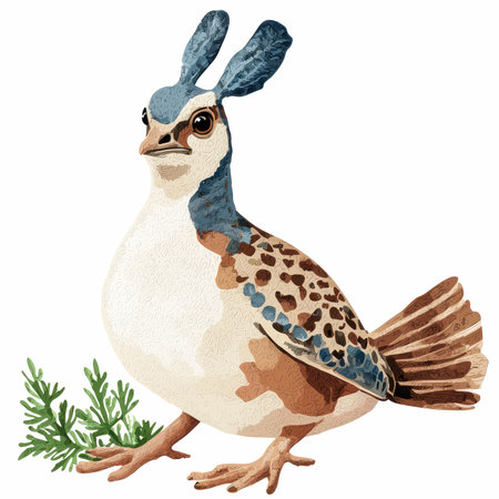 watercolor sketch of a quail on a white background, vector illustrationの写真素材