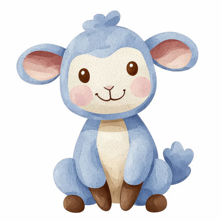 Cute cartoon sheep isolated on a white background. Vector illustration.の写真素材