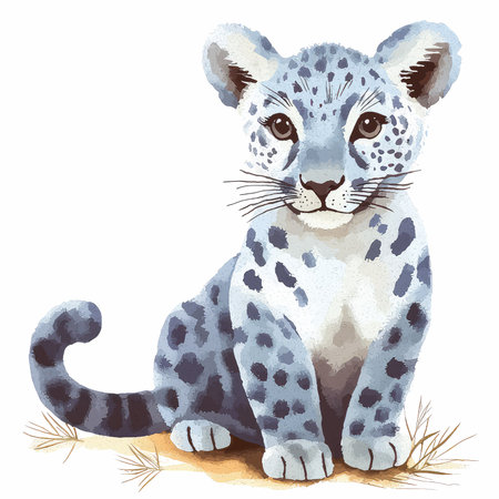 Watercolor cheetah on a white background. Vector illustration.の写真素材