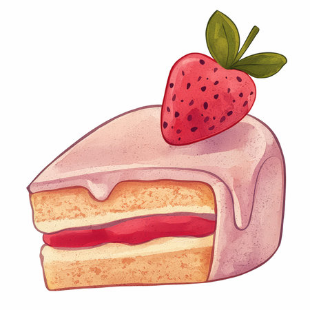 Strawberry cake, vector illustration isolated on a white background.の写真素材