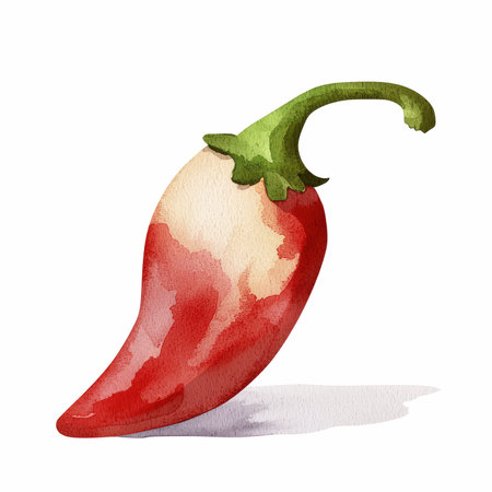 Red hot chili pepper isolated on white background. Watercolor illustration.の写真素材