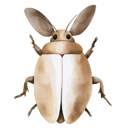 Watercolor illustration of a beetle. Isolated on white background.の写真素材