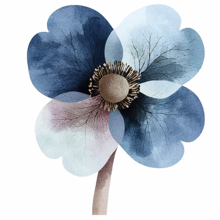 Watercolor illustration of anemone flower isolated on white background.の写真素材