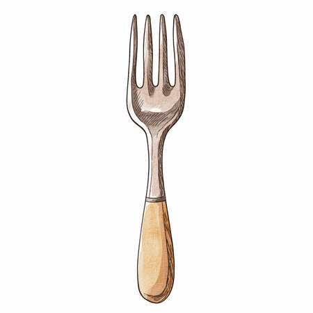 Hand drawn sketch of fork. Vector illustration. Isolated on white background.の写真素材