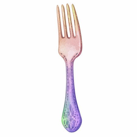 Illustration of a Colorful Disposable Fork on White Backgroundの写真素材