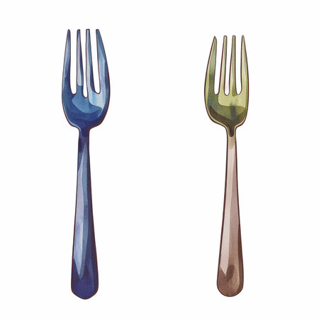 Fork and knife vector illustration. Hand drawn watercolor illustration.の写真素材