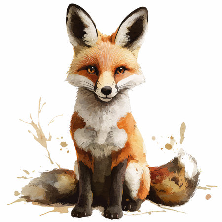 Watercolor illustration of a fox. Isolated on white background.の写真素材