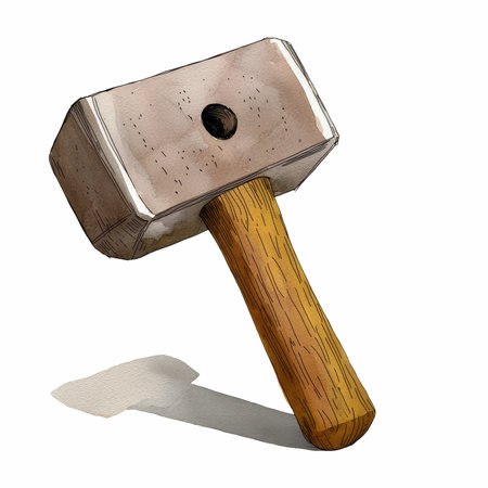 Hammer with wooden handle on white background. 3d illustration.の写真素材