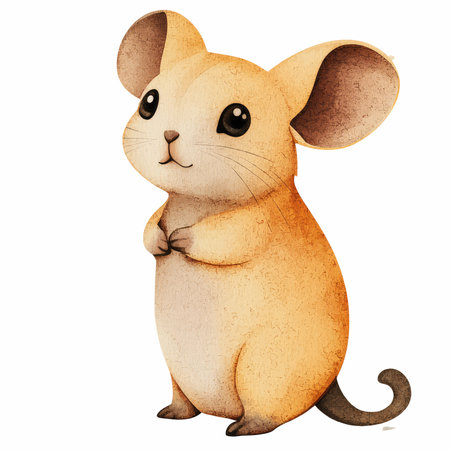 cute little mouse cartoon character isolated on white background - illustration for childrenの写真素材