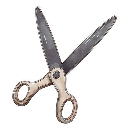 Scissors. Isolated on white background. Watercolor illustration.の写真素材