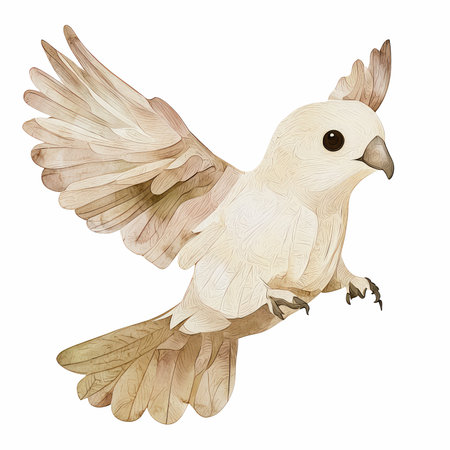 White parrot isolated on white background. Watercolor hand drawn illustrationの写真素材