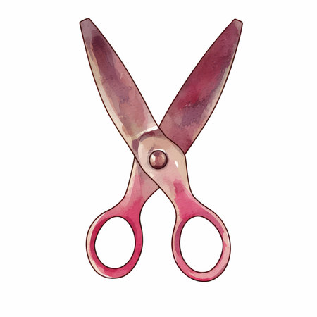 Watercolor vintage scissors isolated on white background. Hand drawn illustration.の写真素材