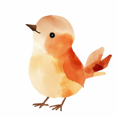 Watercolor bird isolated on white background. Hand painted watercolor illustration.の写真素材