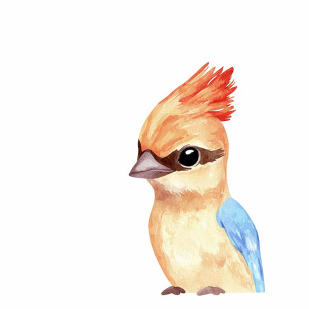 Cute watercolor bird isolated on white background. Hand drawn illustration.の写真素材