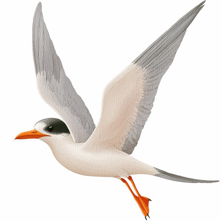 3D rendering of a seagull flying isolated on white background