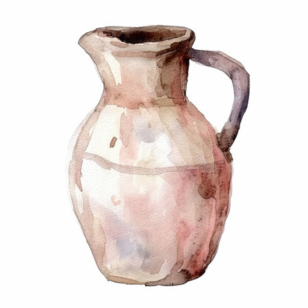 Hand drawn watercolor jug. Isolated on white background.の写真素材