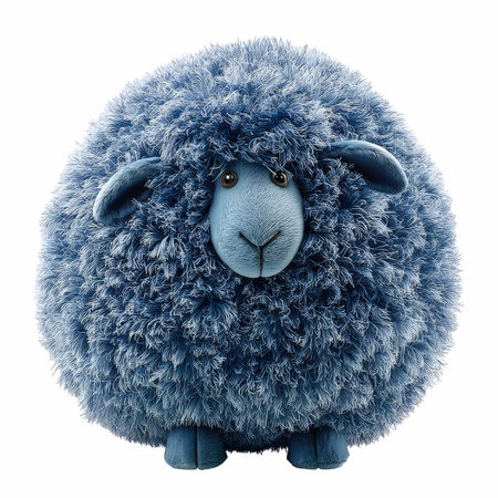 3d rendering of a blue wool sheep isolated on white background.の写真素材