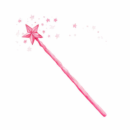 Discover a whimsical pink magic wand adorned with sparkles, perfect for sparking the imagination. This cozy and adorable design invites fun and creativity.の写真素材