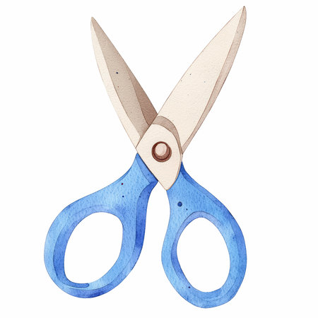 Scissors isolated on white background. Hand drawn watercolor illustration.の写真素材