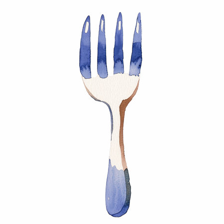 Fork. Hand drawn watercolor illustration. Isolated on white background.の写真素材