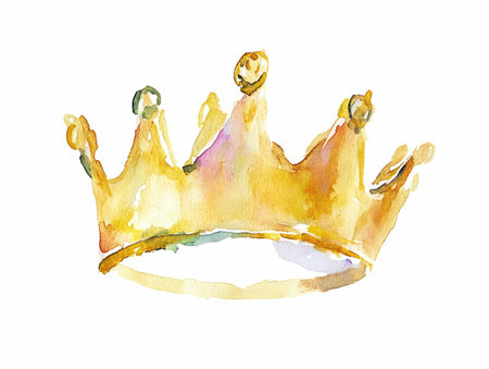 Watercolor crown. Hand drawn illustration. Isolated on white background.の写真素材