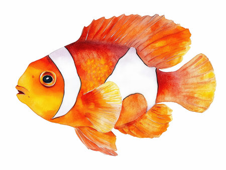 watercolor clownfish isolated on white background. Hand drawn illustration.の写真素材