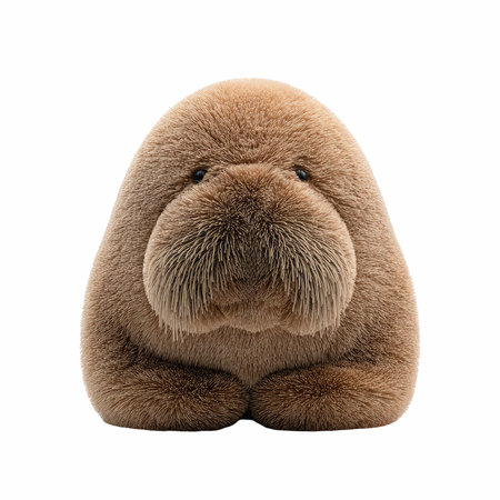 3D digital render of a stuffed walrus isolated on white backgroundの写真素材