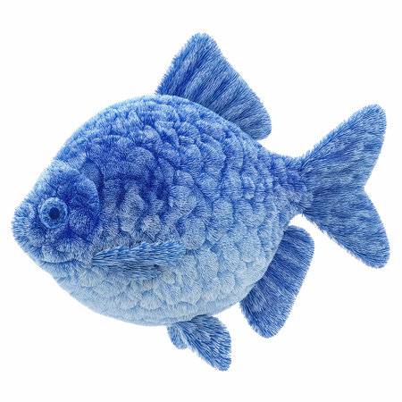 Blue fish isolated on white background. 3D illustration. Top view.の写真素材