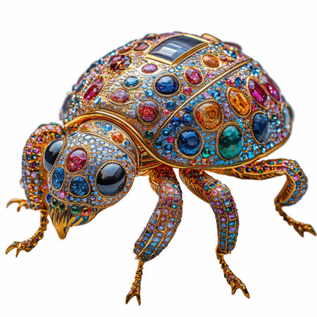 Jewelry in the form of a beetle isolated on white background