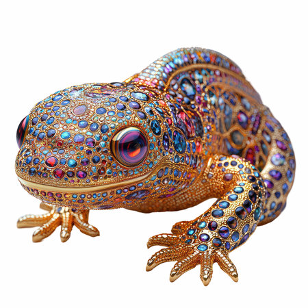 3D rendering of an ornamental lizard isolated on white background