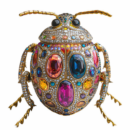 Jewelry beetle on a white background.の写真素材