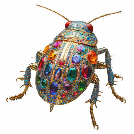 3D digital render of a colorful bug isolated on white background.の写真素材