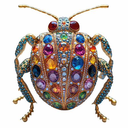 Beetle with multicolored gems isolated on white background.の写真素材