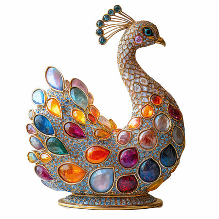 Colorful peacock isolated on white background, clipping path included.の写真素材