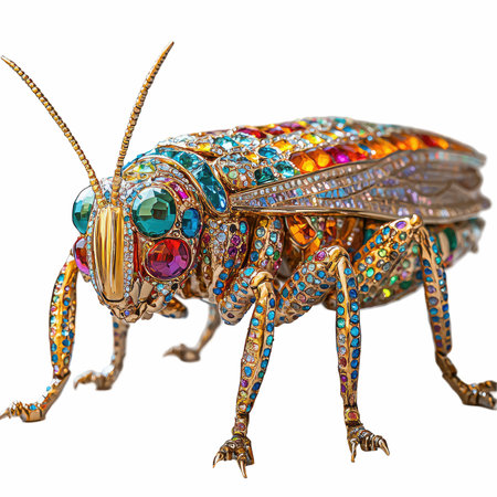 Colorful grasshopper isolated on white background.の写真素材