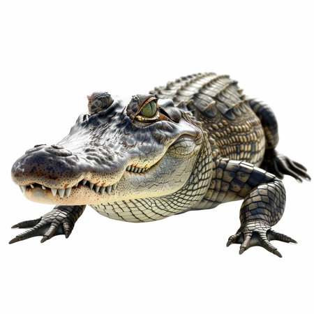 3D digital render of a young alligator isolated on white background