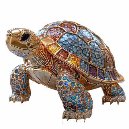 3D digital render of a little tortoise isolated on white backgroundの写真素材