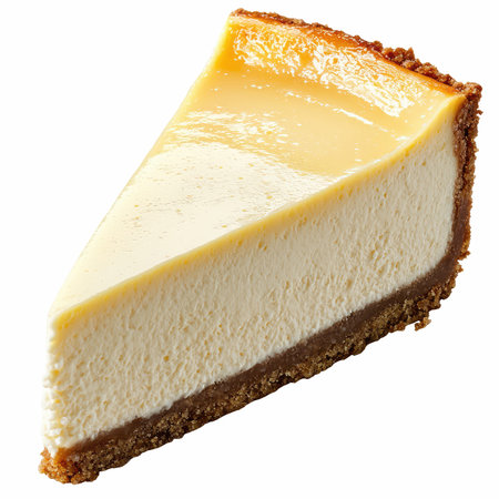 Cheesecake slice isolated on white background. Clipping path included.の写真素材