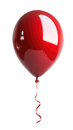 Red balloon with ribbon isolated on white background. 3D rendering.の写真素材