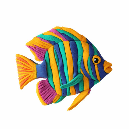 Colorful plasticine fish isolated on white background with clipping path.