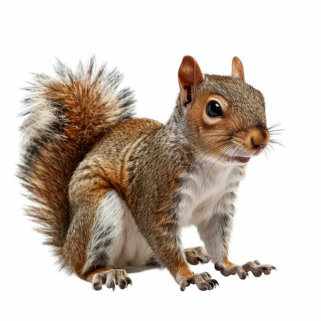 3D rendering of a gray squirrel isolated on white background, side view