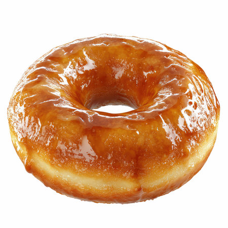 Donut with glaze isolated on white background. Top view.の写真素材
