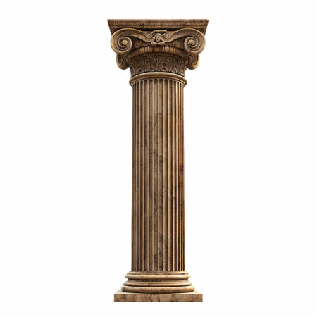 Antique column isolated on a white background. 3d render.