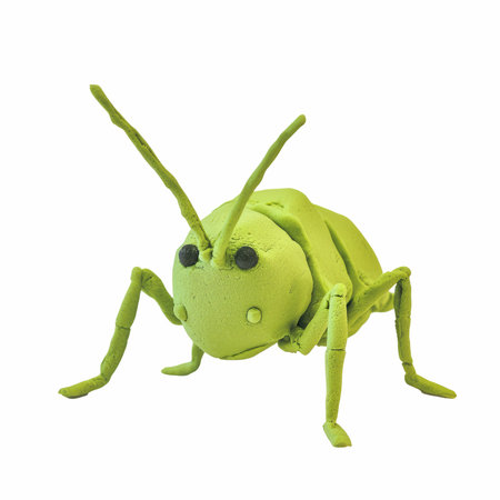 Green grasshopper isolated on white background with clipping path.の写真素材