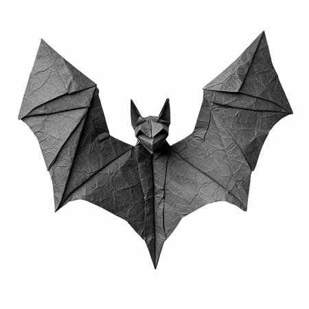 Halloween black paper bat isolated on white background with clipping path.