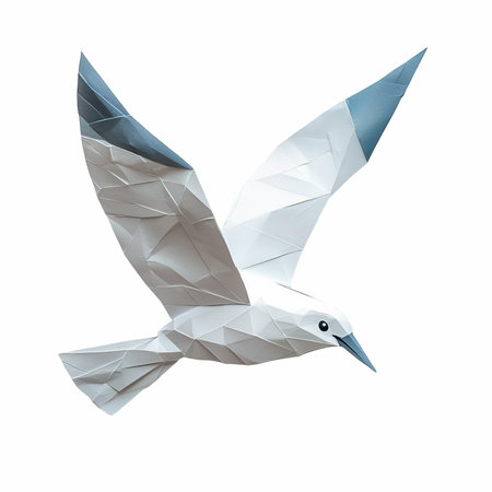 Origami seagull isolated on white background. Vector illustration.の写真素材